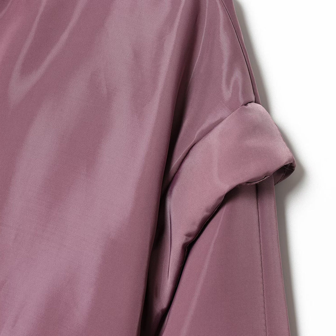 Damen Cropped‑Bomberjacke im Satin‑Look mit Stehkragen und Taillen‑Tunnelzug Nord Taschen