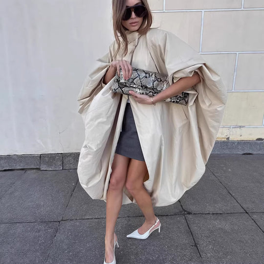 Damen Oversize-Cape-Mantel mit Stehkragen und ballonförmiger Silhouette Nord Taschen