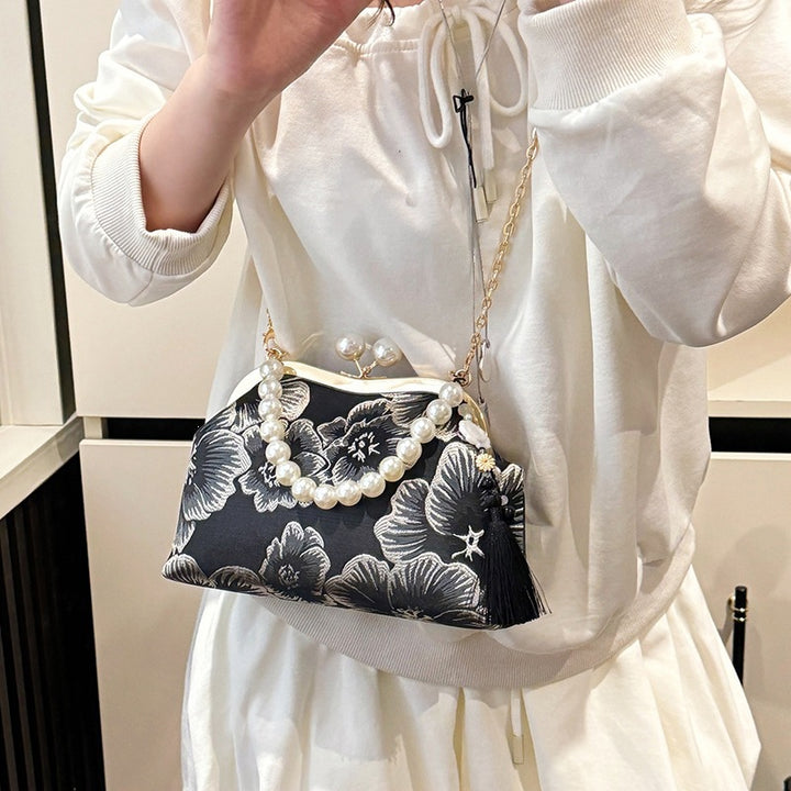 Damen elegante Abendtasche mit Perlenschmuck Nord Taschen