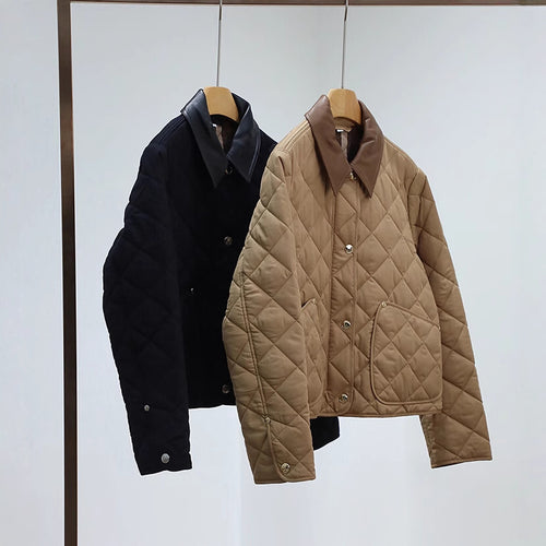 Damen Steppjacke mit hochwertigem Lederkragen Nord Taschen