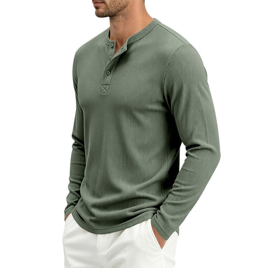 Herren Langärmeliges Waffelstrick-Henleyshirt mit Knopfleiste, thermoregulierend und schmaler Schnitt Nord Taschen