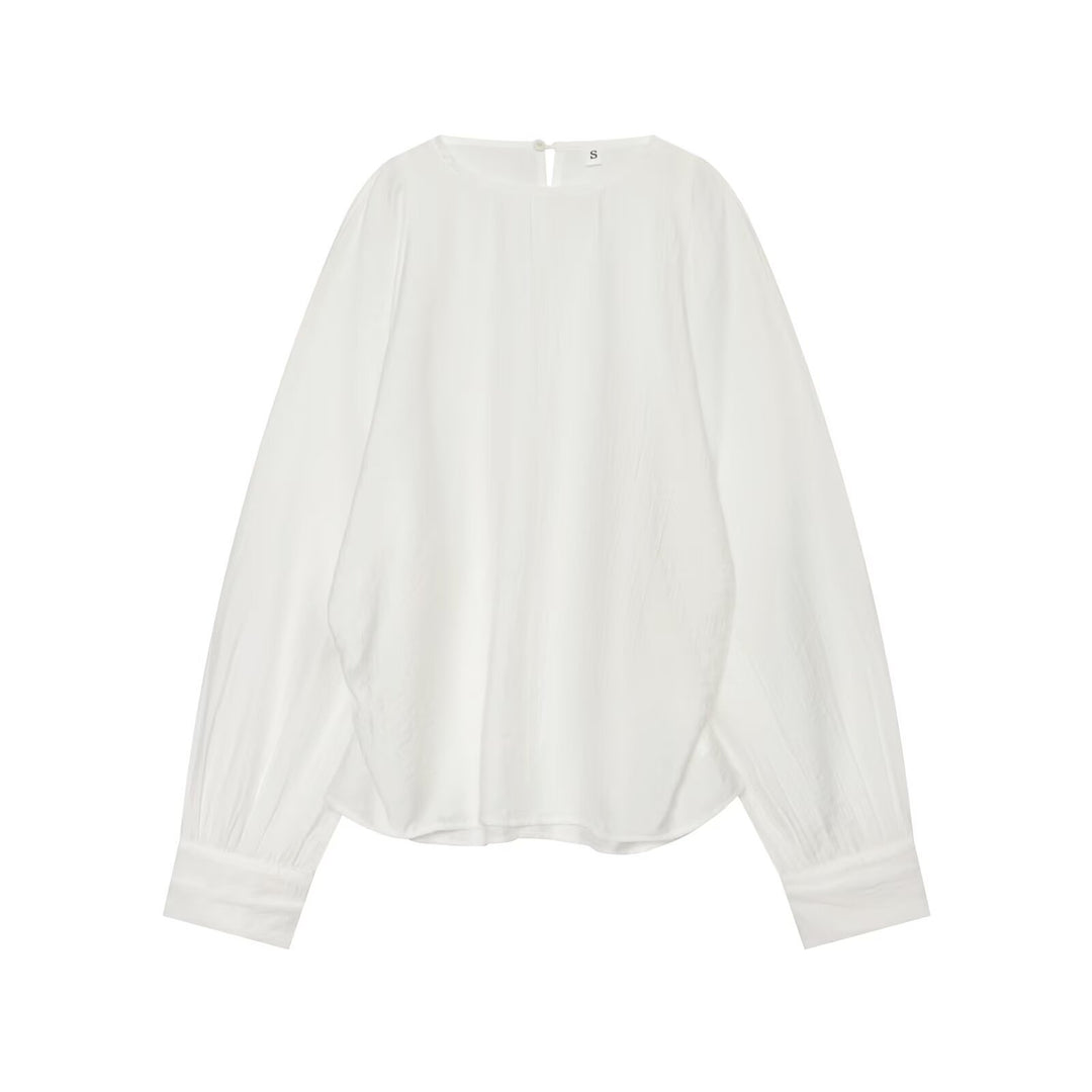 Damen Oversize-Bluse mit Ballonärmeln, Rundhalsausschnitt und weicher Viskosequalität Nord Taschen