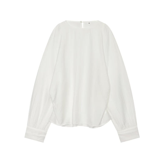 Damen Oversize-Bluse mit Ballonärmeln, Rundhalsausschnitt und weicher Viskosequalität Nord Taschen