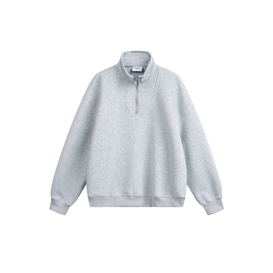 Damen Oversize Halfzip Stehkragen-Sweatshirt aus schwerer Baumwollmischung Nord Taschen