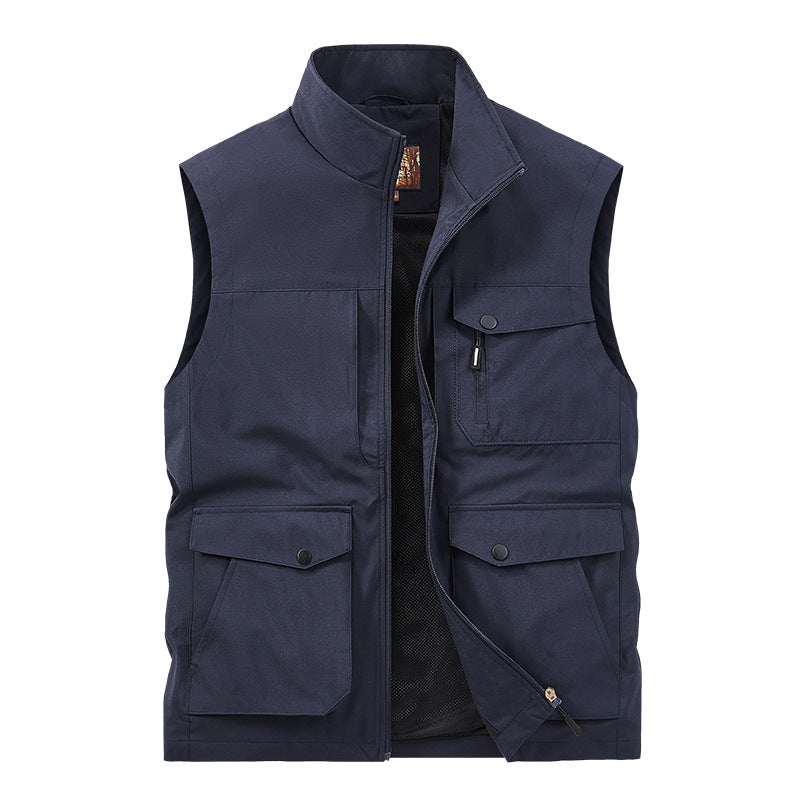 Herren Outdoor-Utilityweste mit Multitaschen, Reißverschluss und Meshfutter Nord Taschen