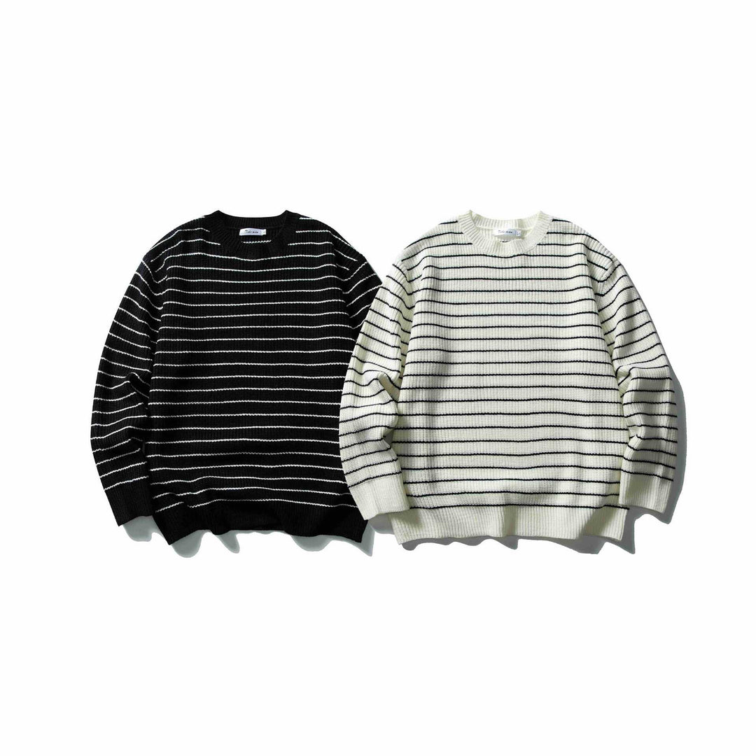 Unisex Gestreifter Strickpullover im Breton‑Look mit grober Rippstruktur und Rundhalsausschnitt Nord Taschen