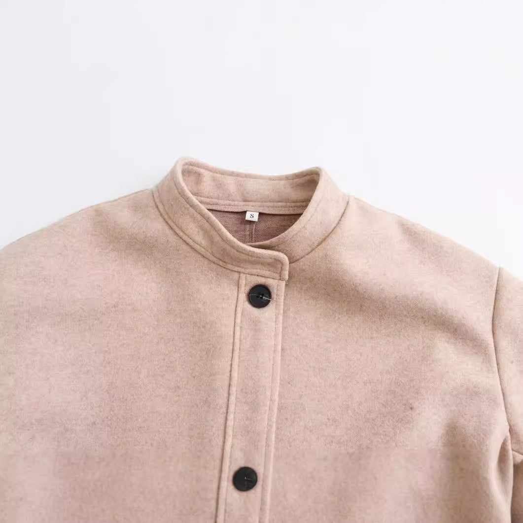 Damen Kurzjacke im Wollmix mit Rundhals, Oversize‑Passform und großen aufgesetzten Taschen Nord Taschen