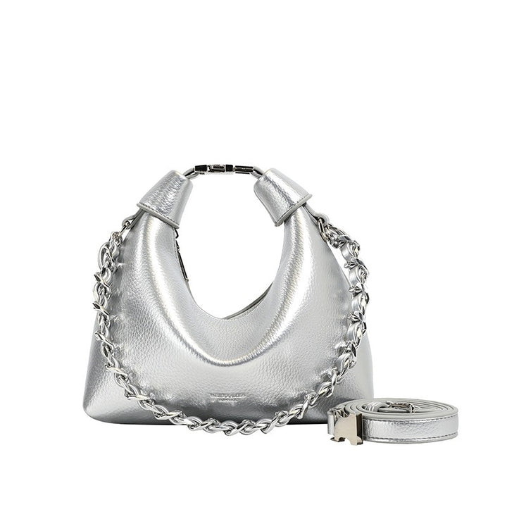 Damen Hobo-Tasche mit schimmernder Oberfläche und trendigem Kettenakzent Nord Taschen