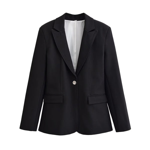 Damen Taillierter Ein-Knopf Business-Blazer mit Pattentaschen Nord Taschen