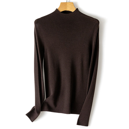 Damen Feiner Stretch-Feinstrickpullover mit halbem Stehkragen und schlanker Silhouette Nord Taschen