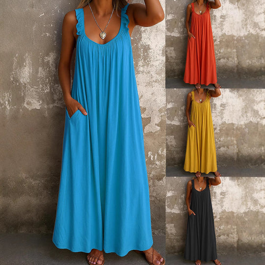 Damen Maxi-Kleid mit trägerloser Passform und luftiger Silhouette