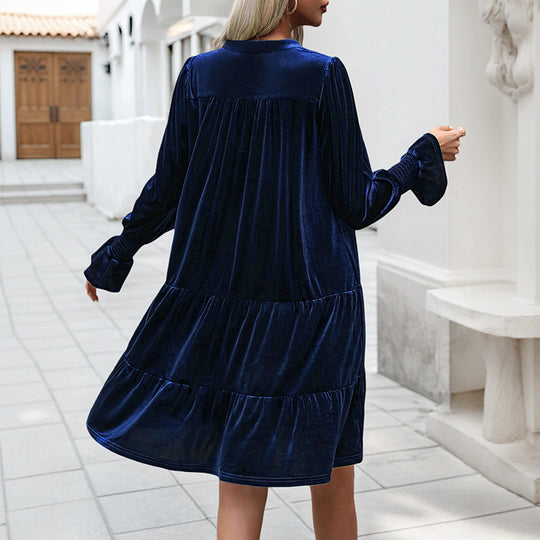 Damen Elegantes Velours-Kleid Nord Taschen