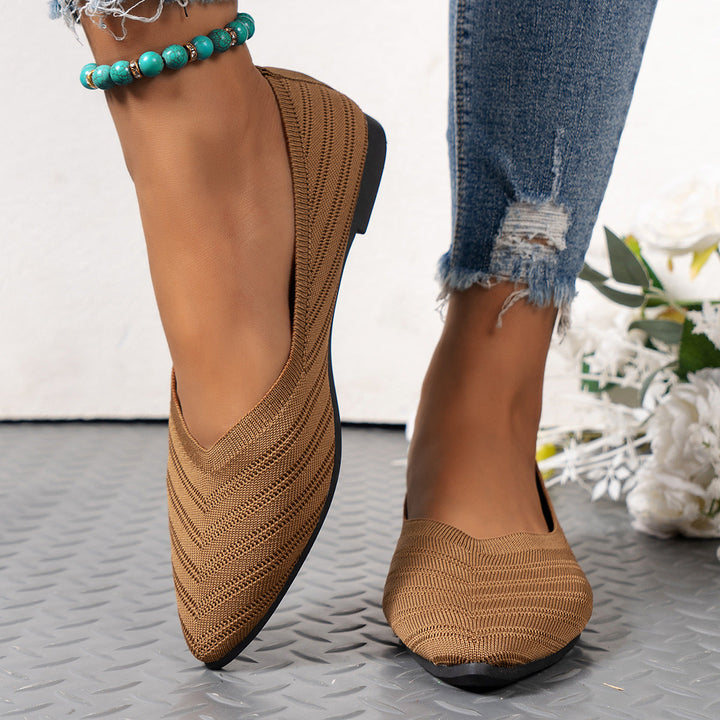 Damen spitze Ballerinas mit strukturiertem Obermaterial