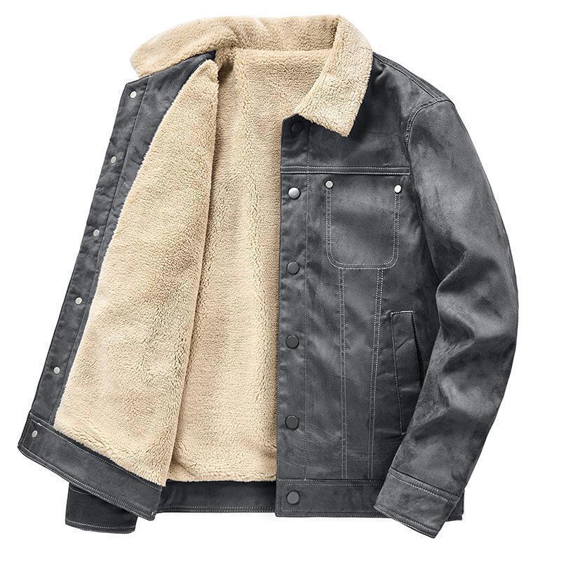 Herren Teddygefütterte Canvasjacke im Pilotenstil mit Kontrastnähten Nord Taschen