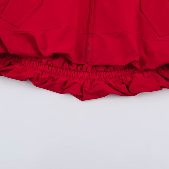 Damen Cropped Oversize Windbreaker mit hohem Funnelkragen, Kordelzug und gerafftem Elastikbund Nord Taschen