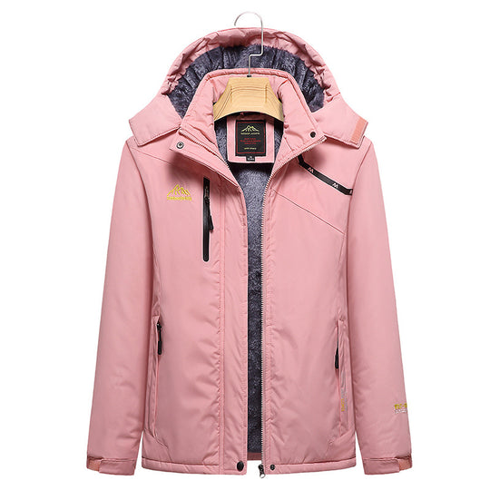 Damen Wattierte Winterjacke mit Fleece‑Innenfutter, abnehmbarer Kapuze und wasserdichter Softshell-Außenlage Nord Taschen