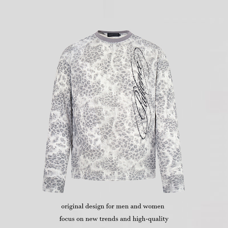 Damen Langarm-Sweatshirt mit Allover-Leo-Muster, geradem Schnitt und dekorativer Stickerei Nord Taschen