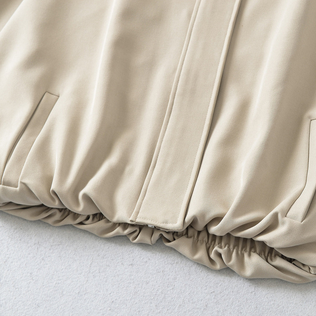 Damen Cropped Cape-Blouson mit Stehkragen, verdeckter Leiste und elastischem Saum Nord Taschen