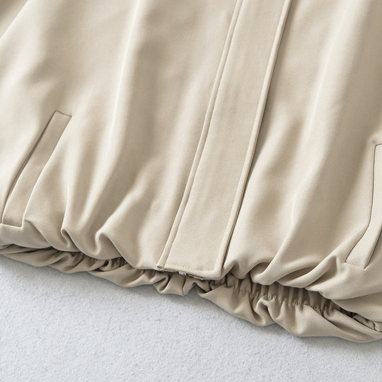 Damen Cropped Cape-Blouson mit Stehkragen, verdeckter Leiste und elastischem Saum Nord Taschen