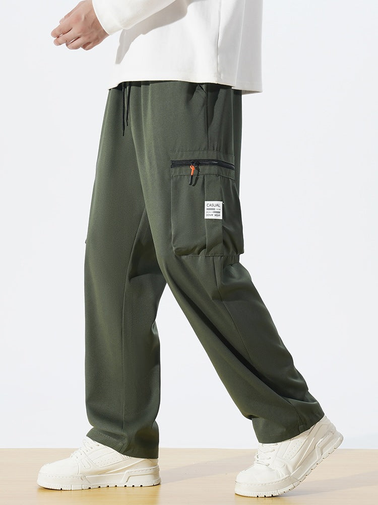 Herren Locker geschnittene Utility‑Cargohose mit Tunnelzugbund, Reißverschluss‑Beintaschen & geradem Bein Nord Taschen