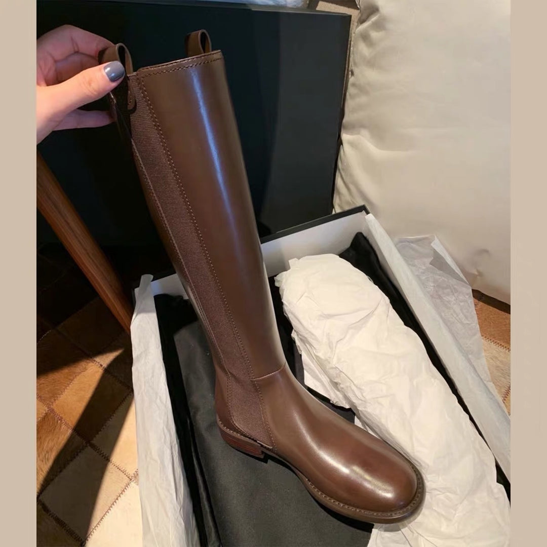 Damen kniehohe Chelsea-Stiefel aus Leder mit Elastikeinsatz Nord Taschen