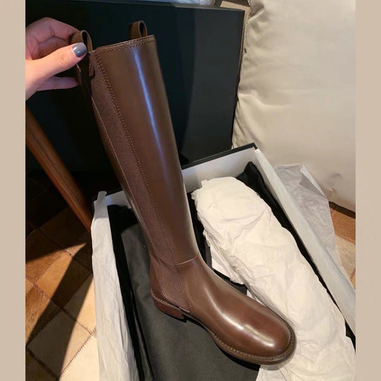 Damen kniehohe Chelsea-Stiefel aus Leder mit Elastikeinsatz Nord Taschen