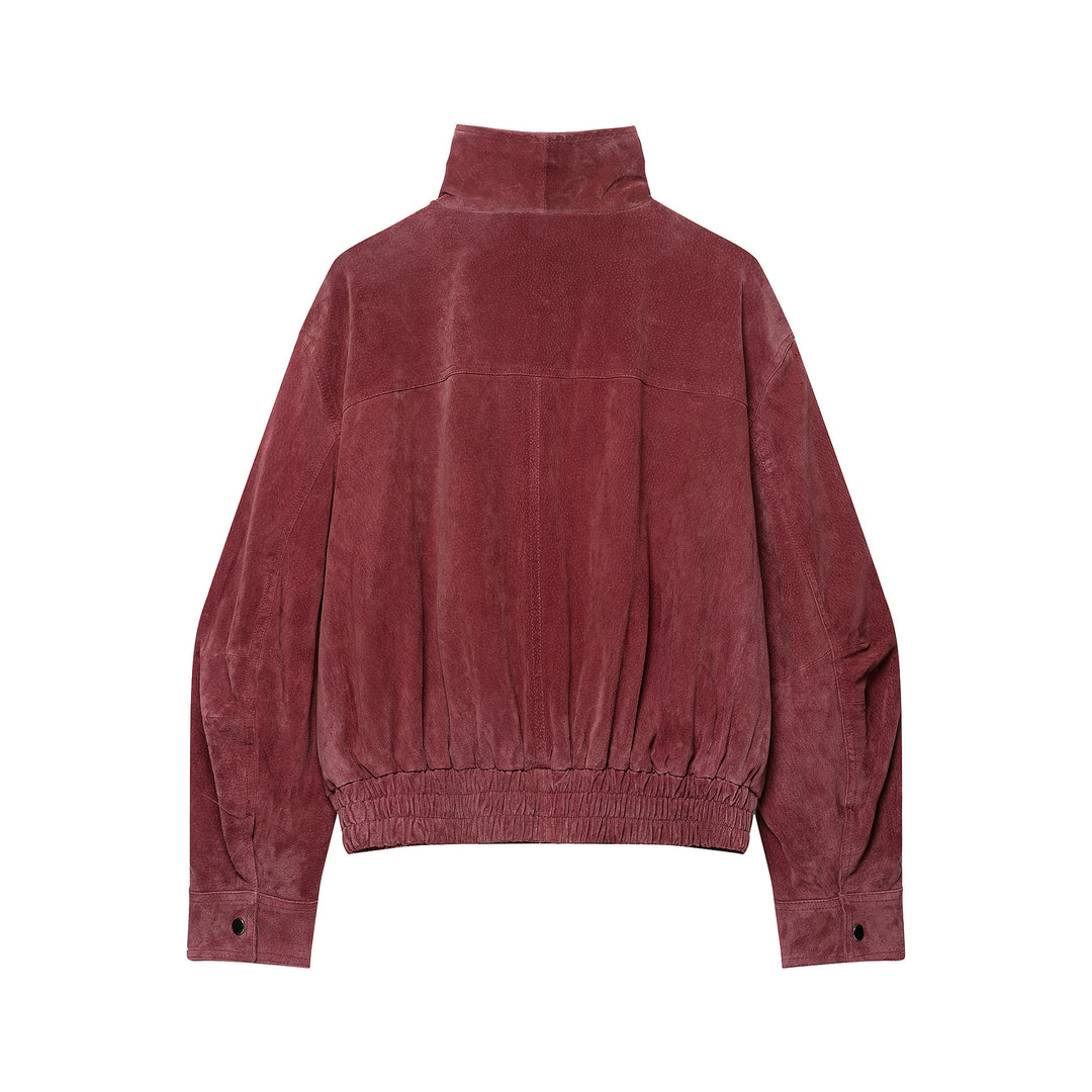 Damen Cropped Velours Bomberjacke mit hohem Stehkragen und Elastikbund Nord Taschen