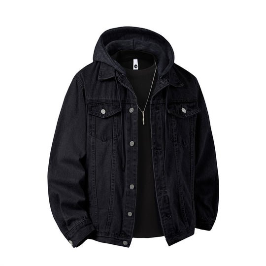 Herren Jeansjacke mit angenähter Kapuze Lagenlook robuste Baumwollmischung Vittorelli Taschen