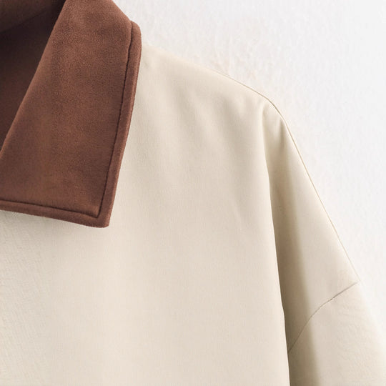 Damen 40+ kurze boxy Übergangsjacke mit kontrastkragen und Pattentaschen Nord Taschen