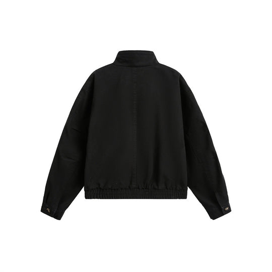 Unisex Kurz geschnittener Boxy-Canvas-Blousonjacke mit Funnelkragen, Aufgesetzten Klappentaschen und Elastischem Saum Nord Taschen