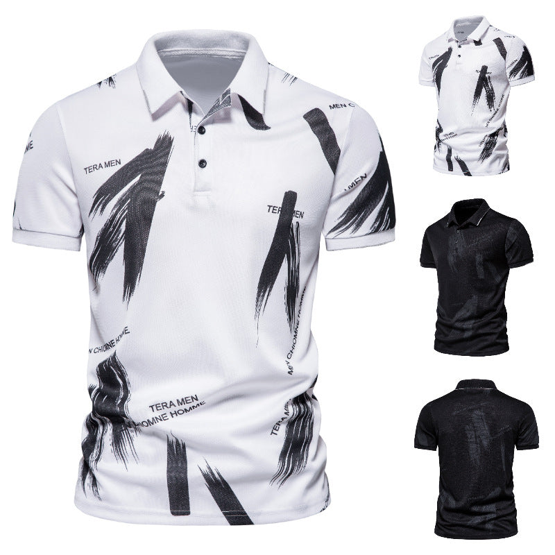Herren Polo-Shirt mit modernem Grafikdesign und atmungsaktiver Baumwollmischung Nord Taschen