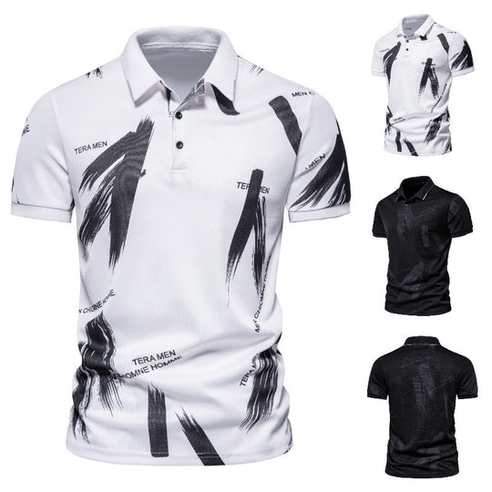 Herren Polo-Shirt mit modernem Grafikdesign und atmungsaktiver Baumwollmischung Nord Taschen