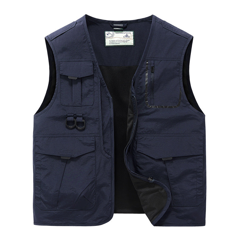 Herren Multifunktionale Outdoor-Utility-Weste mit Multitaschen, Mesh‑Futter und D‑Ringen Nord Taschen