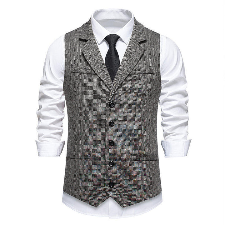 Herren Anzugweste im eleganten Herringbone-Muster mit praktischen Taschen