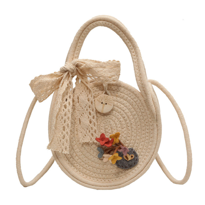 Damen Jute-Umhängetasche mit floralen Applikationen Nord Taschen