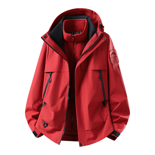 Herren modulare wasserdichte Outdoorjacke mit herausnehmbarer Fleece-Innenjacke, Kapuze und Reißverschlusstaschen Nord Taschen