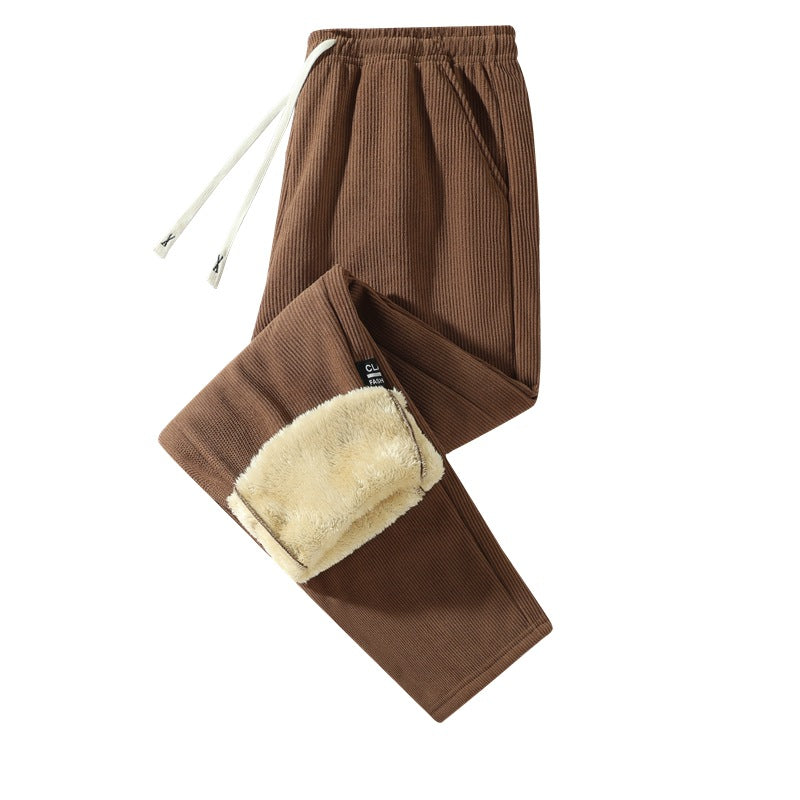 Damen Gefütterte Cord-Jogginghose mit Teddyfutter, Kordelzugbund & Seitentaschen Nord Taschen