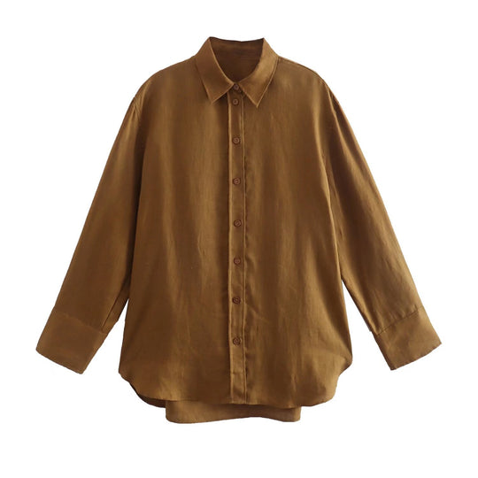 Damen Oversize-Hemdbluse mit verlängertem Rückenteil, kastigem Schnitt und durchgehender Knopfleiste Nord Taschen