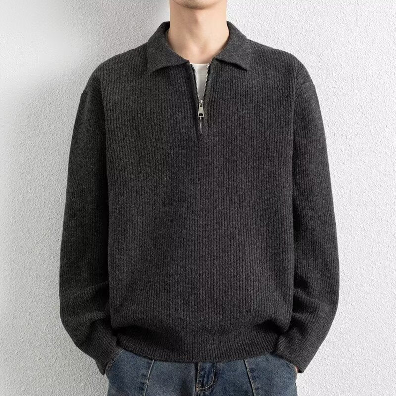 Herren Gemusterter Strickpullover mit Stehkragen Nord Taschen