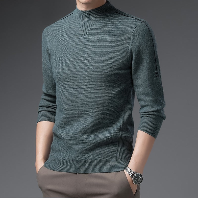 Herren Slim-Fit Strukturierter Feinstrickpullover mit kurzem Schlauchkragen und gerippten Säumen Nord Taschen
