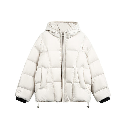 Damen Kurze Wattierte Kapuzenjacke mit Kordelzug und Reißverschluss Nord Taschen