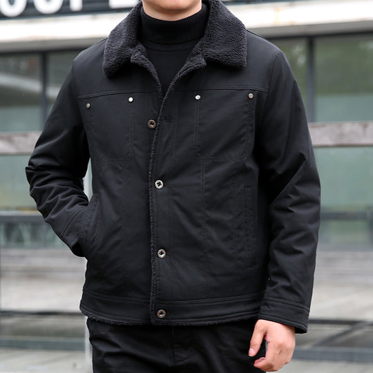 Herren Kurzjacke mit Teddyfutter und Umlegekragen, winddichte Übergangsjacke Nord Taschen