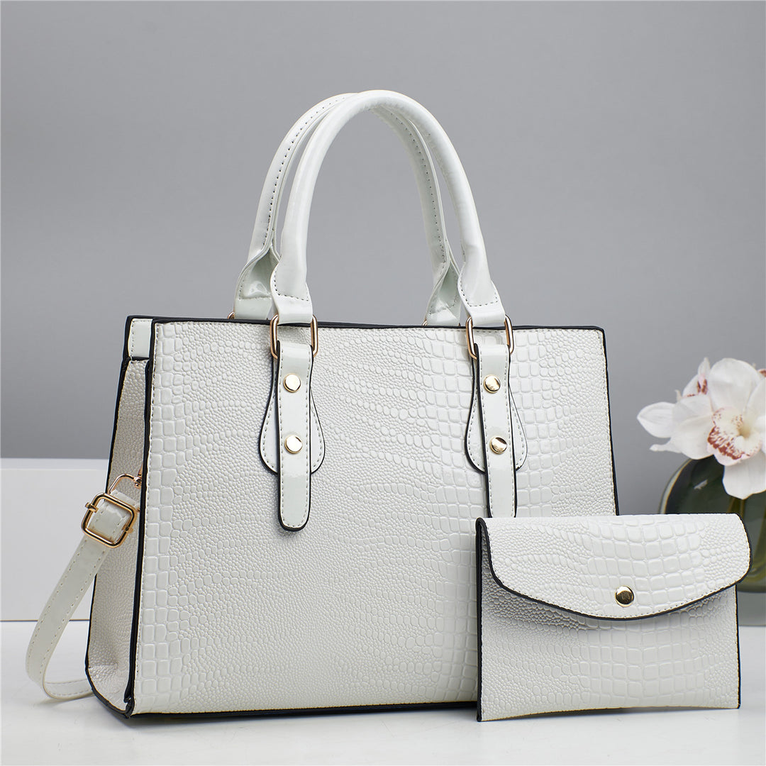 Damen elegante Handtasche mit Kroko-Prägung und abnehmbarer Clutch Nord Taschen