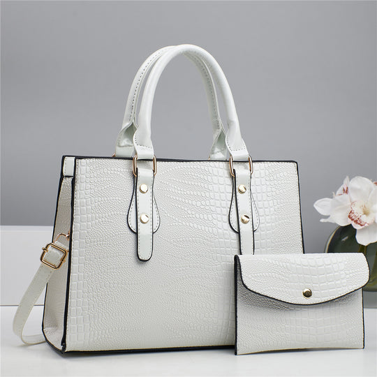 Damen elegante Handtasche mit Kroko-Prägung und abnehmbarer Clutch Nord Taschen
