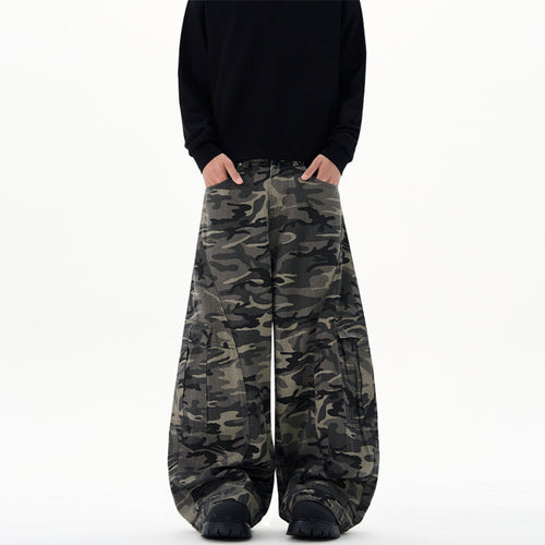 Herren Ultraweite Cargohhose im Baggy‑Cut mit tiefem Schritt Nord Taschen