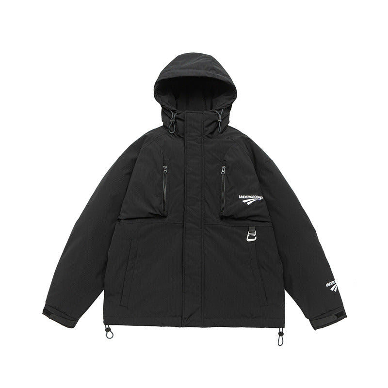 Unisex Technische wattierte Parka Jacke mit Kapuze und Reißverschluss-Brusttaschen Nord Taschen