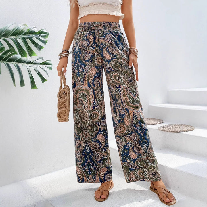 Damen lockere Palazzo-Hosen mit Paisleymuster