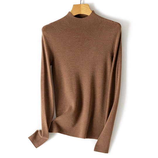 Damen Feiner Stretch-Feinstrickpullover mit halbem Stehkragen und schlanker Silhouette Nord Taschen