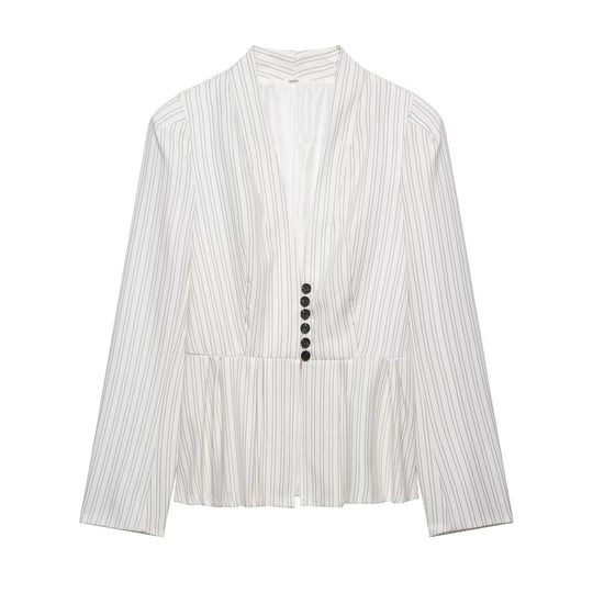 Damen Taillierter Blazer mit Schalkragen, feinen Nadelstreifen und Taillenbetonung Nord Taschen