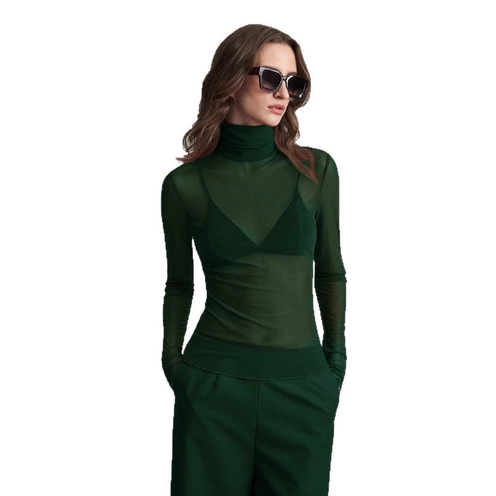 Damen Transparente Turtleneck-Bluse mit figurformendem Schnitt Nord Taschen